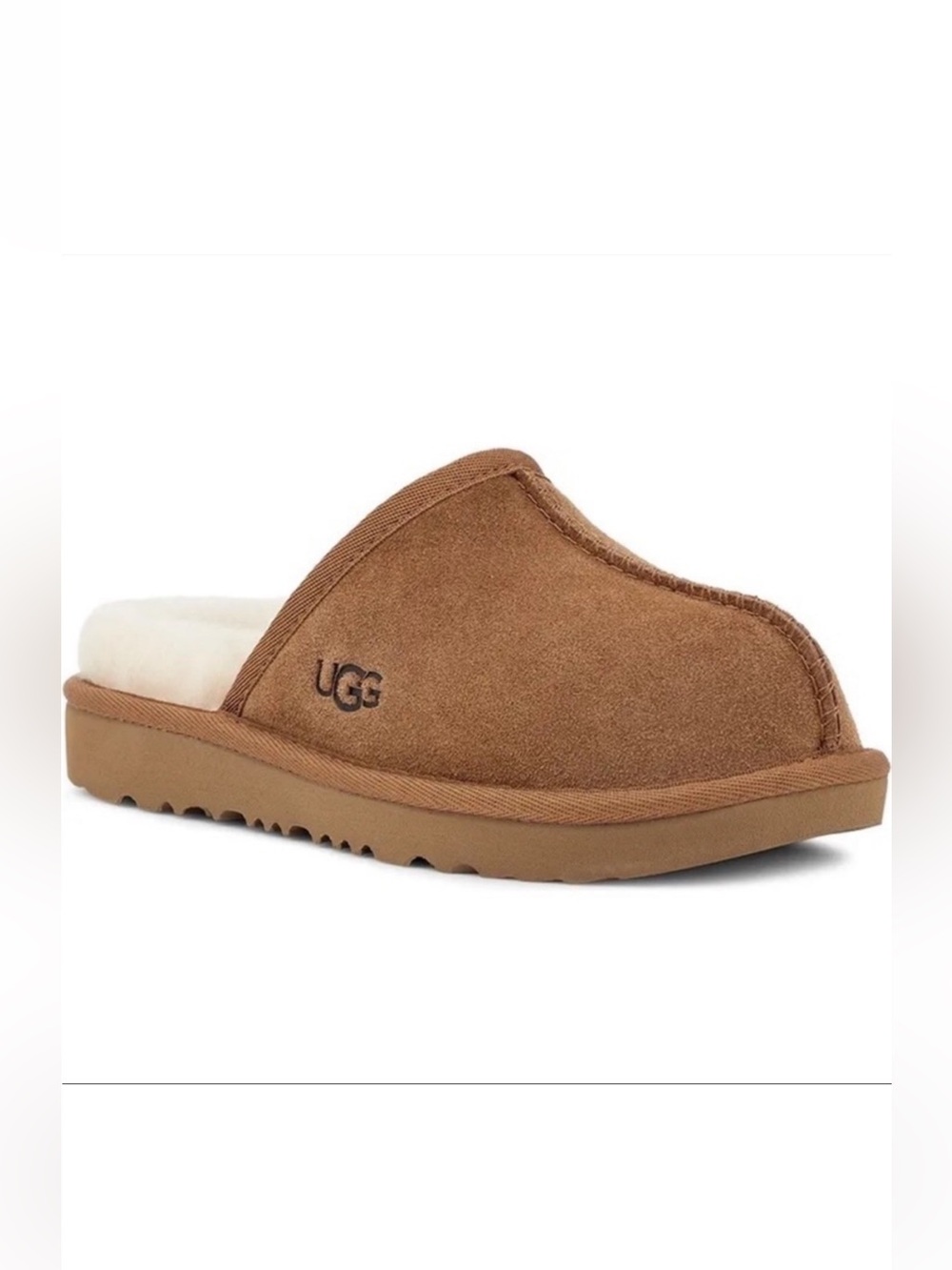 UGG Keegan Chestnut Suede Shearling Slide Slippers Kids Size 11 Cozy Comfort